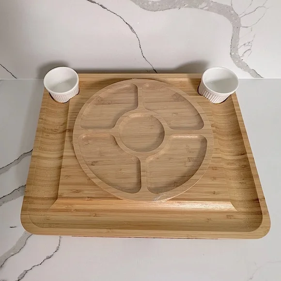 SMiRLY Premium Bamboo Cheese Board Charcuterie and Serving Tray Set with Cutlery - Picture 5 of 9